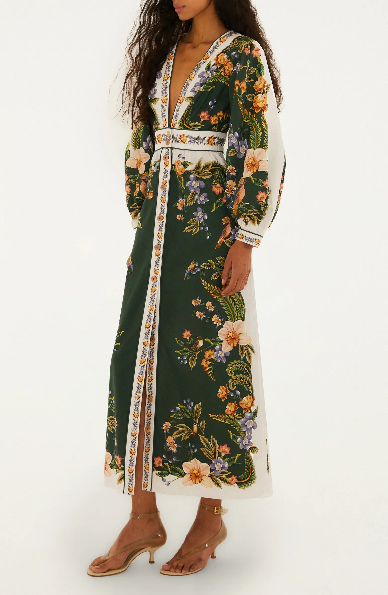 Nature Green Long Sleeve Floral Maxi Dress | Nordstrom