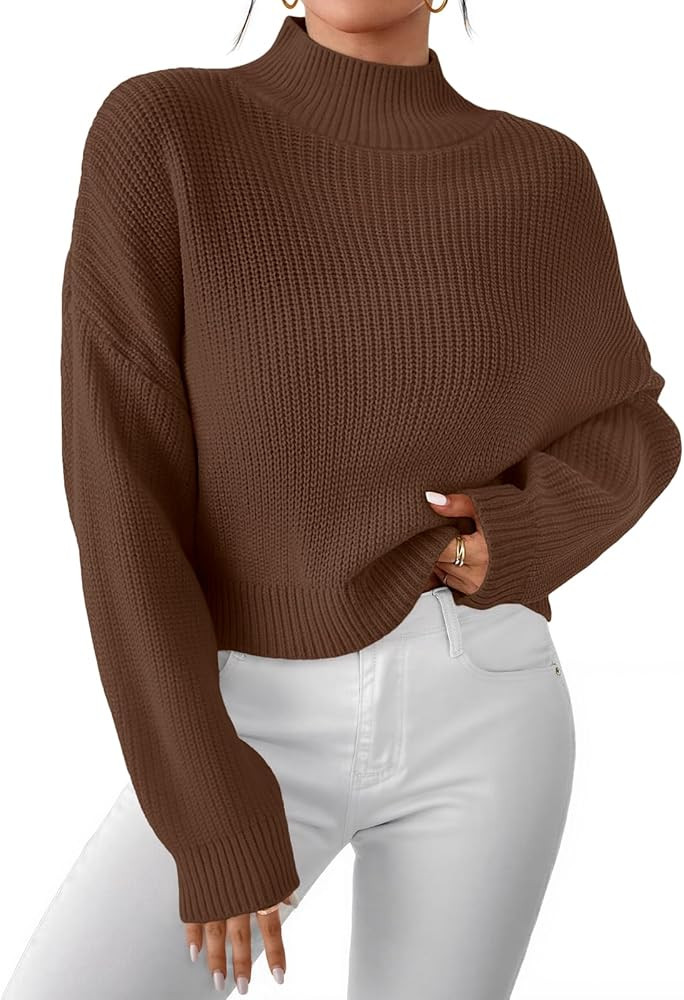 LILLUSORY Womens Turtleneck Mock Cropped Sweaters Winter Cute Oversized Knit Trendy Tops Fashion ... | Amazon (US)