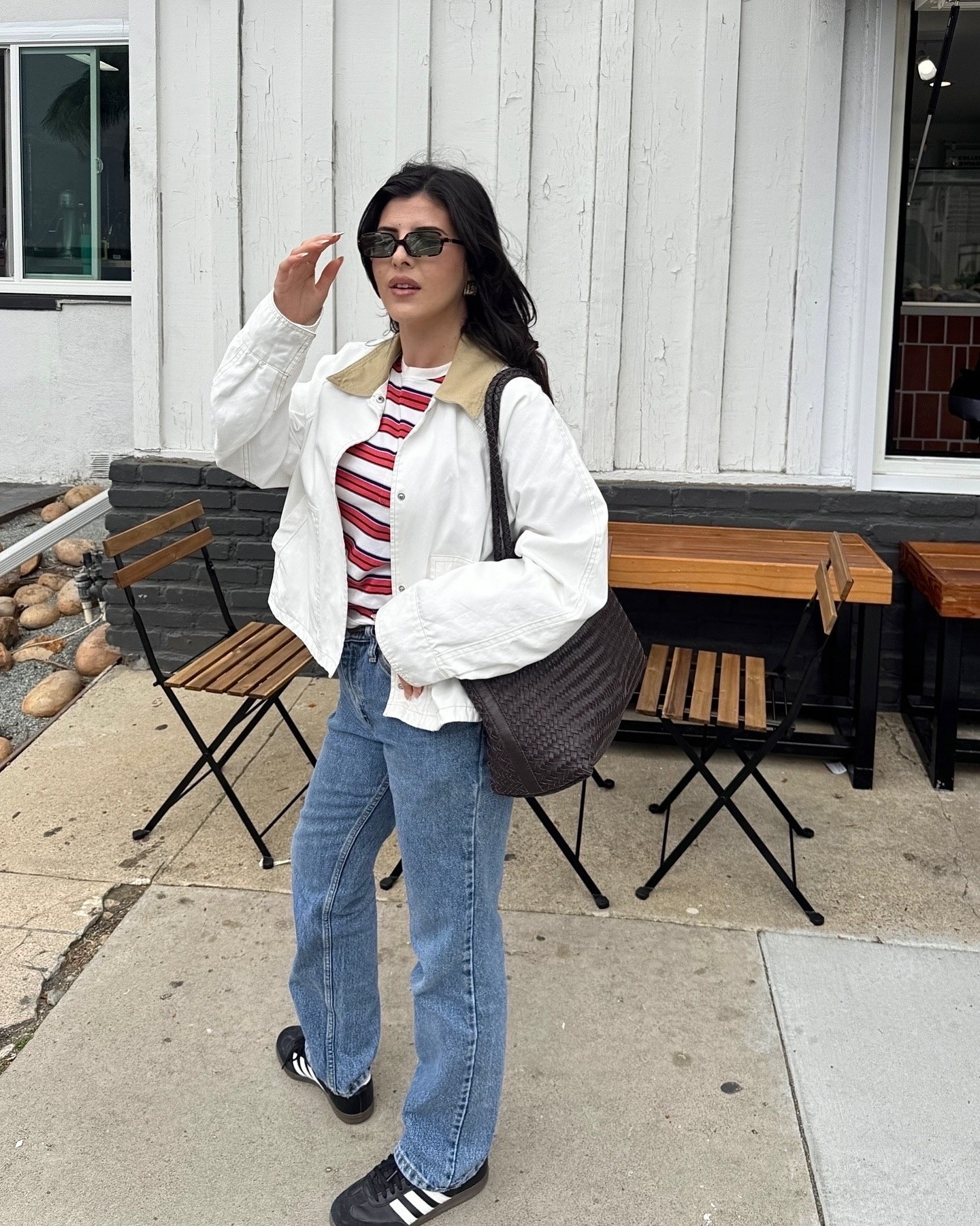 Comfy outfit for a matcha date #springoutfit #stripes #springfashion  

 
