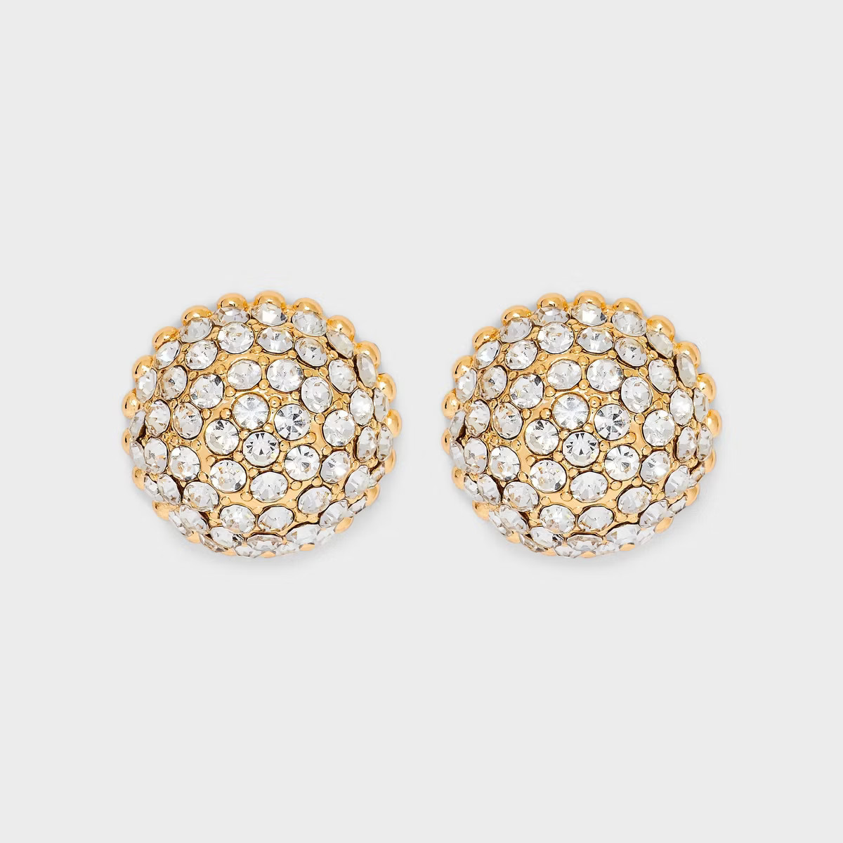 Domed with Clear Stones Stud Earrings - A New Day™ Gold | Target