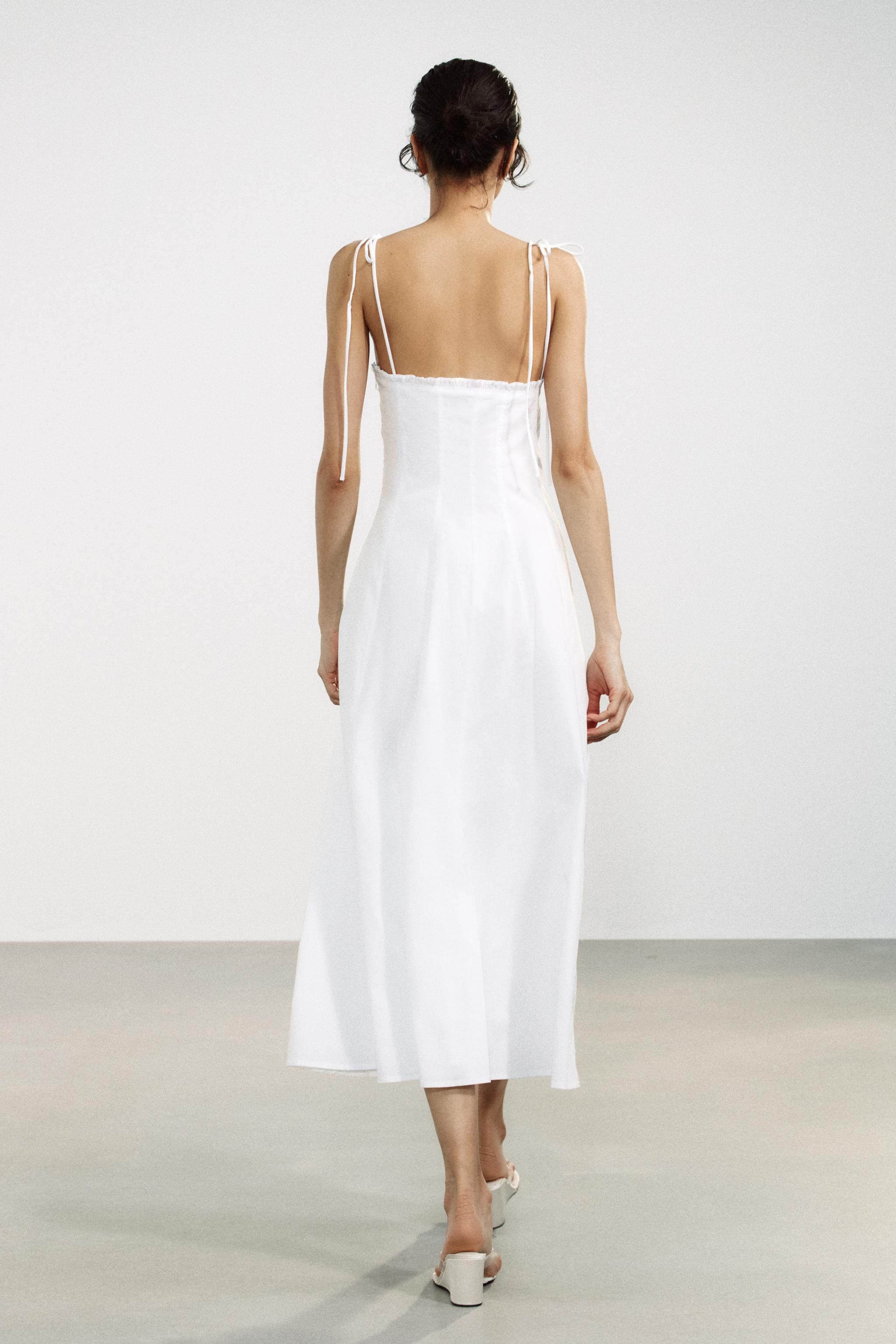 RUFFLED POPLIN MIDI DRESS | Zara US