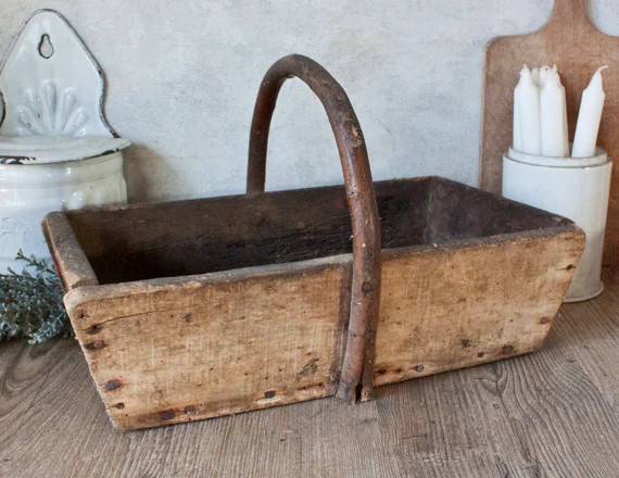 Antique French Wooden Basket | Etsy (CAD)