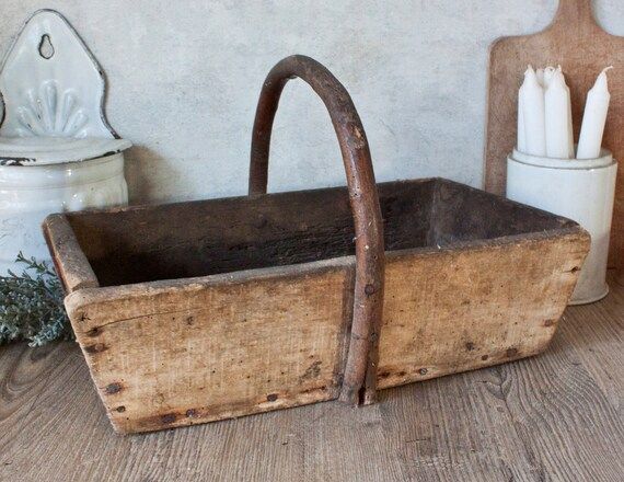 Antique French Wooden Basket | Etsy (CAD)