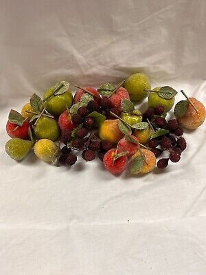 Lot of 20 Sugar Beaded Artificial Faux Fruits Grapes Pear Apples Lemons  | eBay | eBay US