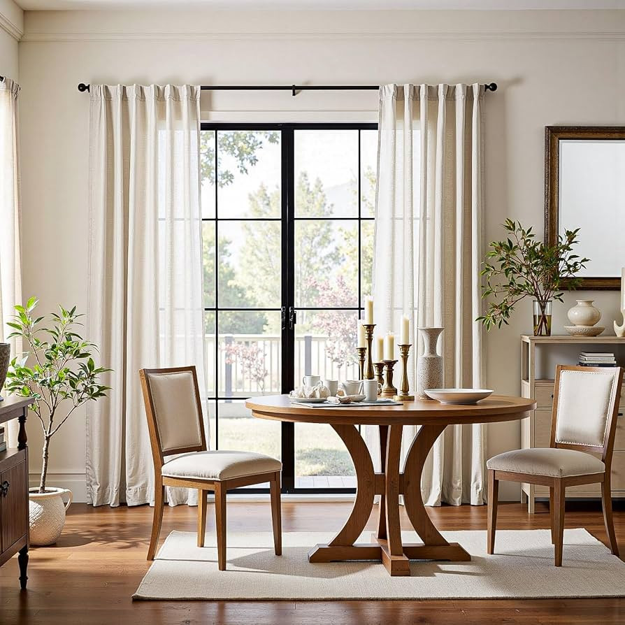 jinchan Beige Linen Blend Curtains 84 Inches Length 2 Panels for Bedroom Living Room, Light Filte... | Amazon (US)