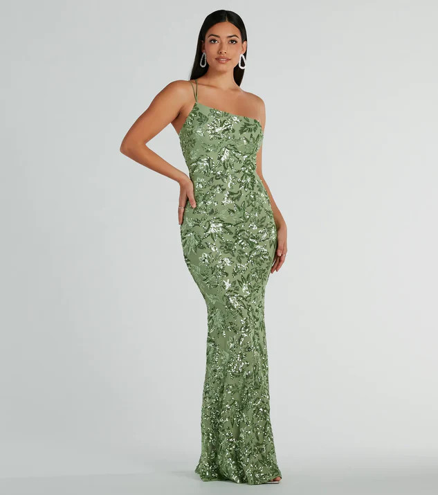 Meredith One-Shoulder Sequin Formal Dress | Windsor Stores