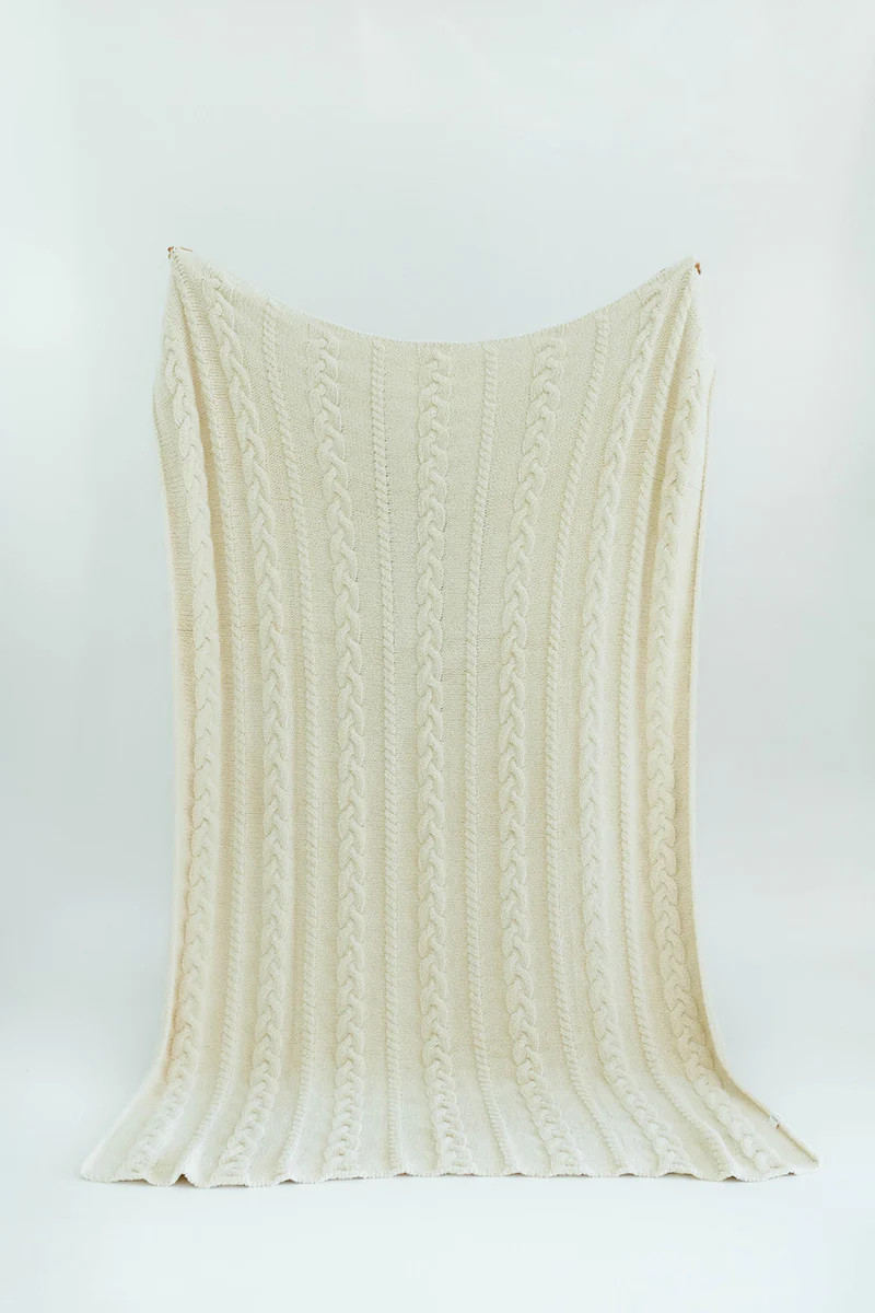Cream Cable Knit Blanket (60*80) | Staykation