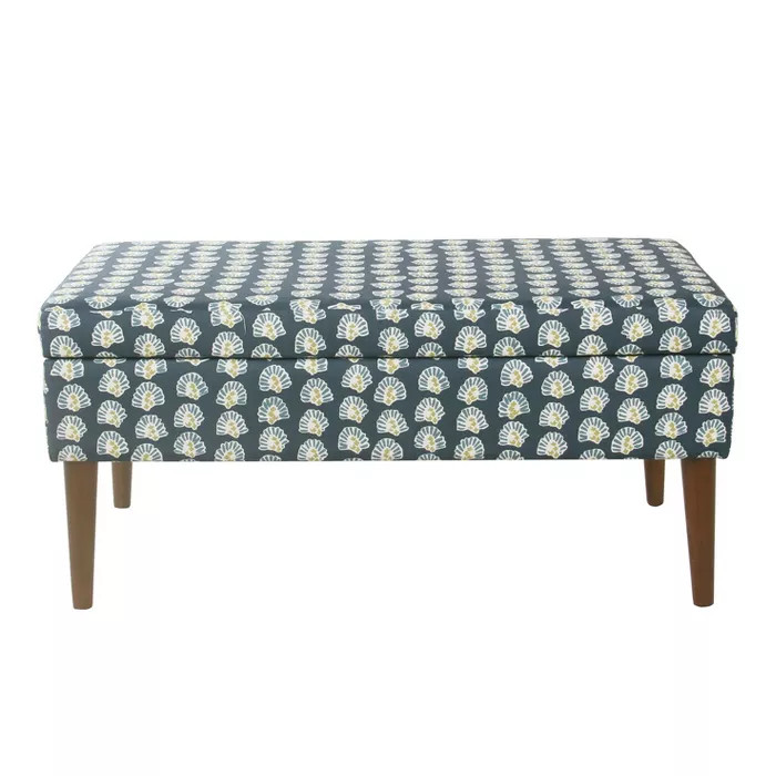 Mid-Century Storage Bench Teal Floral - HomePop | Target