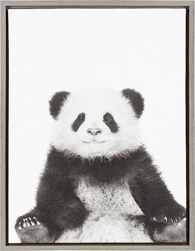 Kate and Laurel Sylvie Panda Animal Print Black and White Portrait Framed Canvas Wall Art by Simo... | Amazon (US)