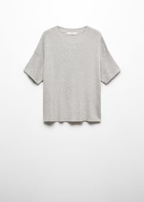 T-shirt maille coton lin | MANGO (FR)