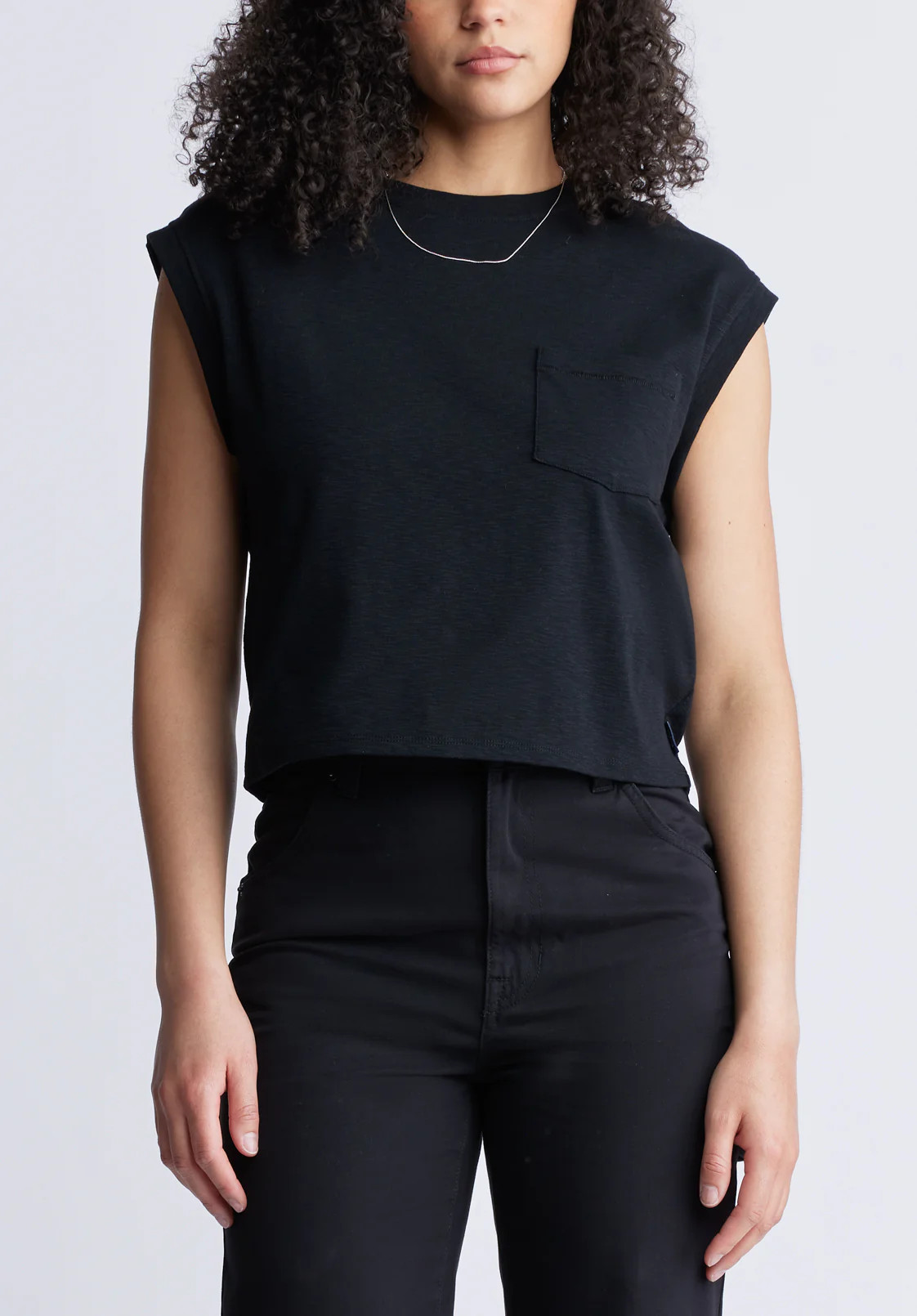Amandine Women's Cap-Sleeve Crop Top, Black - KT0149S | Buffalo David Bitton