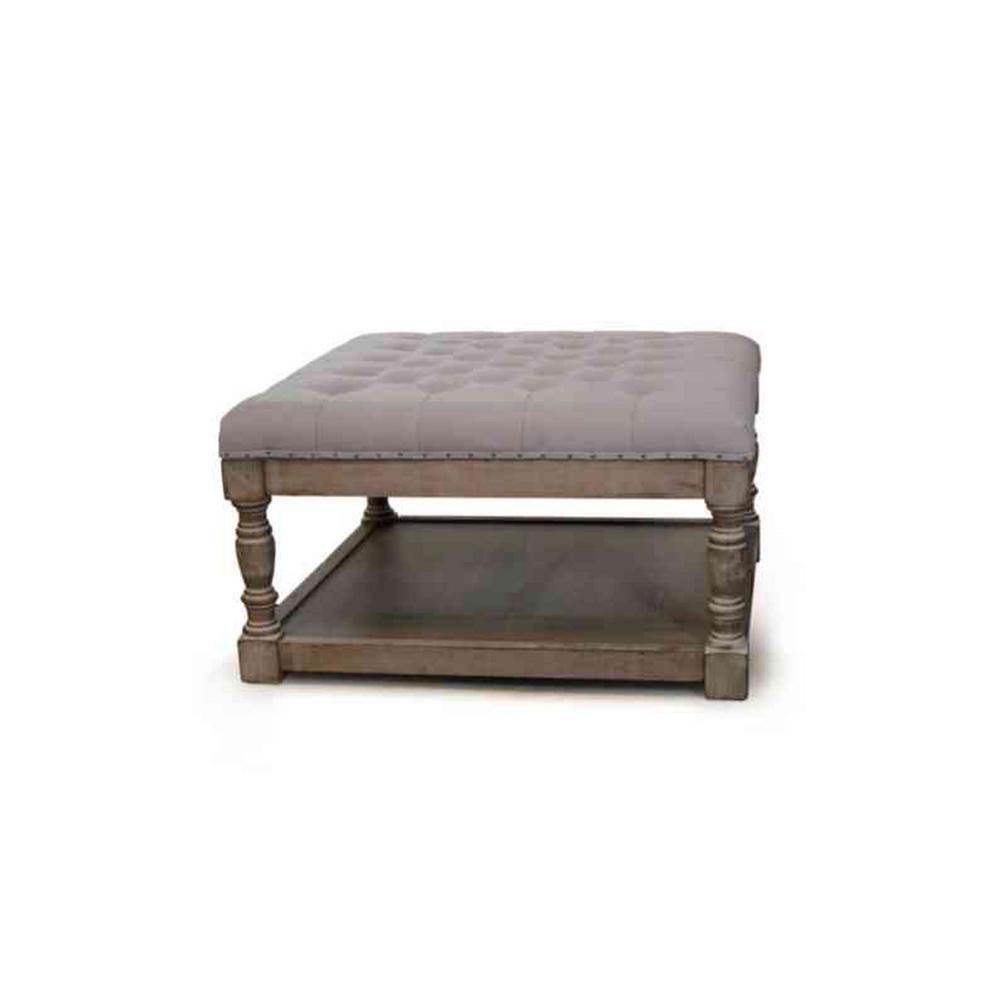 Cairona Grey Tufted Ottoman | The Home Depot