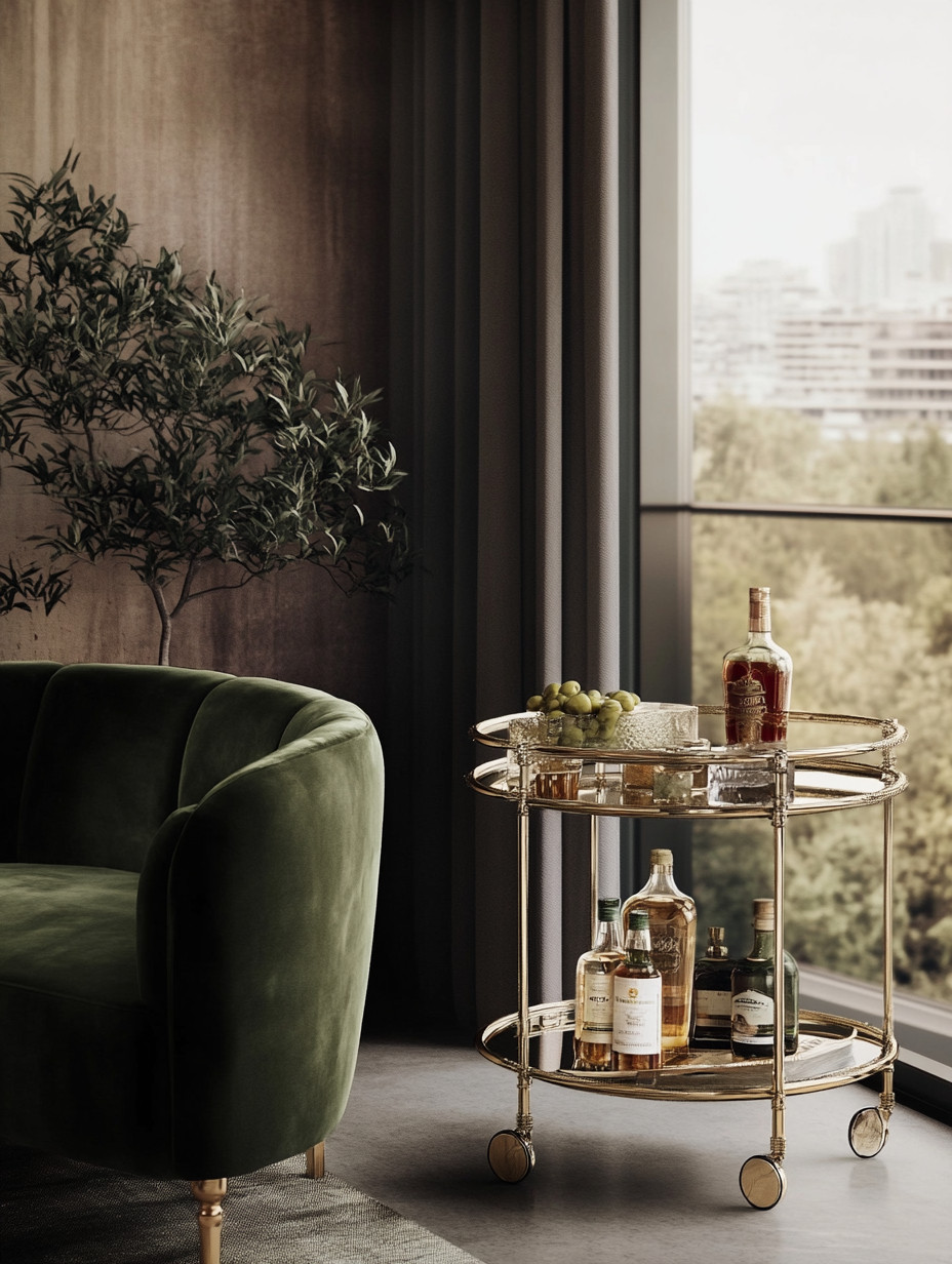 A glass and gold bar cart is the definition of understated luxury—simple, elegant, and endlessly practical. Styled with your favorite bottles, a bowl of fresh fruit like grapes, and a few beautiful glasses, it instantly transforms any corner into a relaxed yet elevated evening ritual.

Place it next to your sofa, by a window, or in a quiet corner of your living room, and let it work double duty as both functional storage and decor statement. Winding down doesn’t have to feel boring or rushed—it can feel intentional, calm, and quietly glamorous. A well-styled bar cart brings hotel-level elegance into everyday living, without trying too hard.

#BarCartStyling
#LivingRoomRefresh
#UnderstatedLuxury
#HomeBarInspo
#GoldAndGlass
#ElegantInteriors
#LuxuryHomeDecor
#EveningRitual
#LTKHome
#ModernClassic 

 #LTKHome