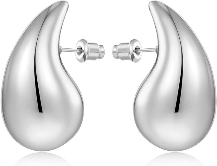 MUYAN Gold Silver Chunky Earrings for Women Lightweight Teardrop Earrings Fashion Jewelry Gift | Amazon (US)