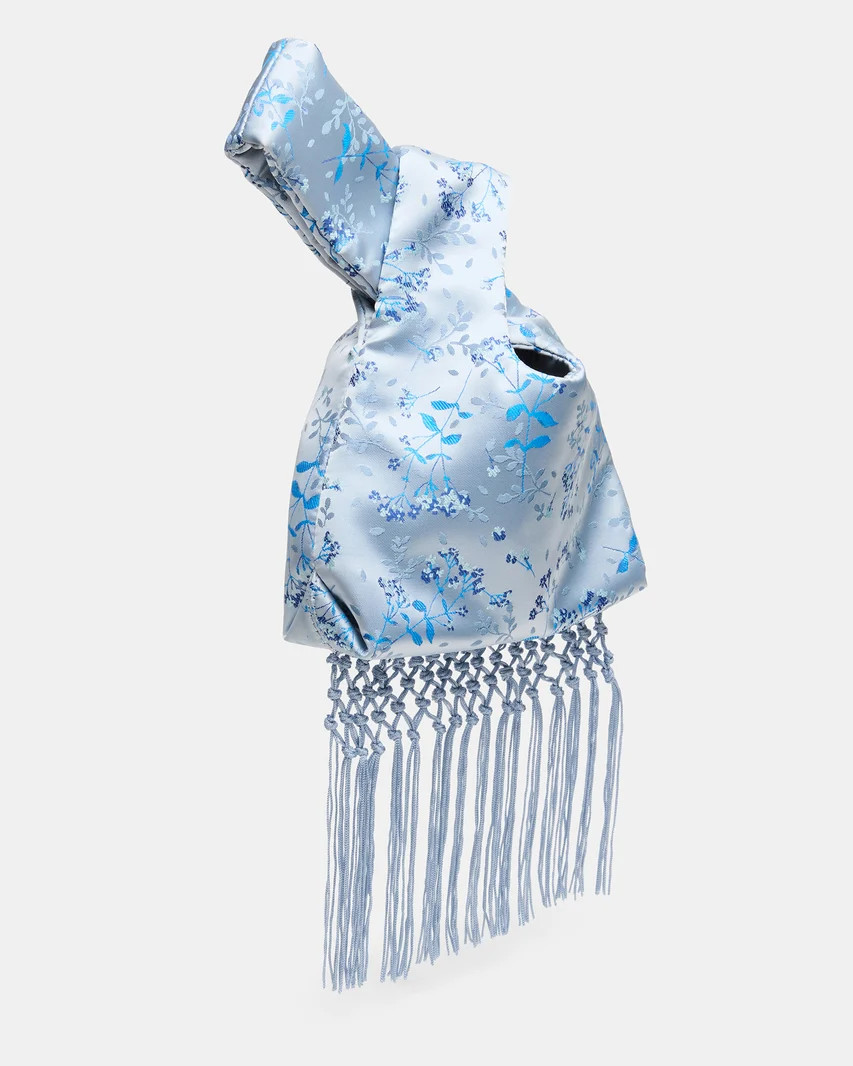 YUNA Blue/Multi Brocade Wristlet Tassel Fringe Clutch Handbag | Steve Madden (US)