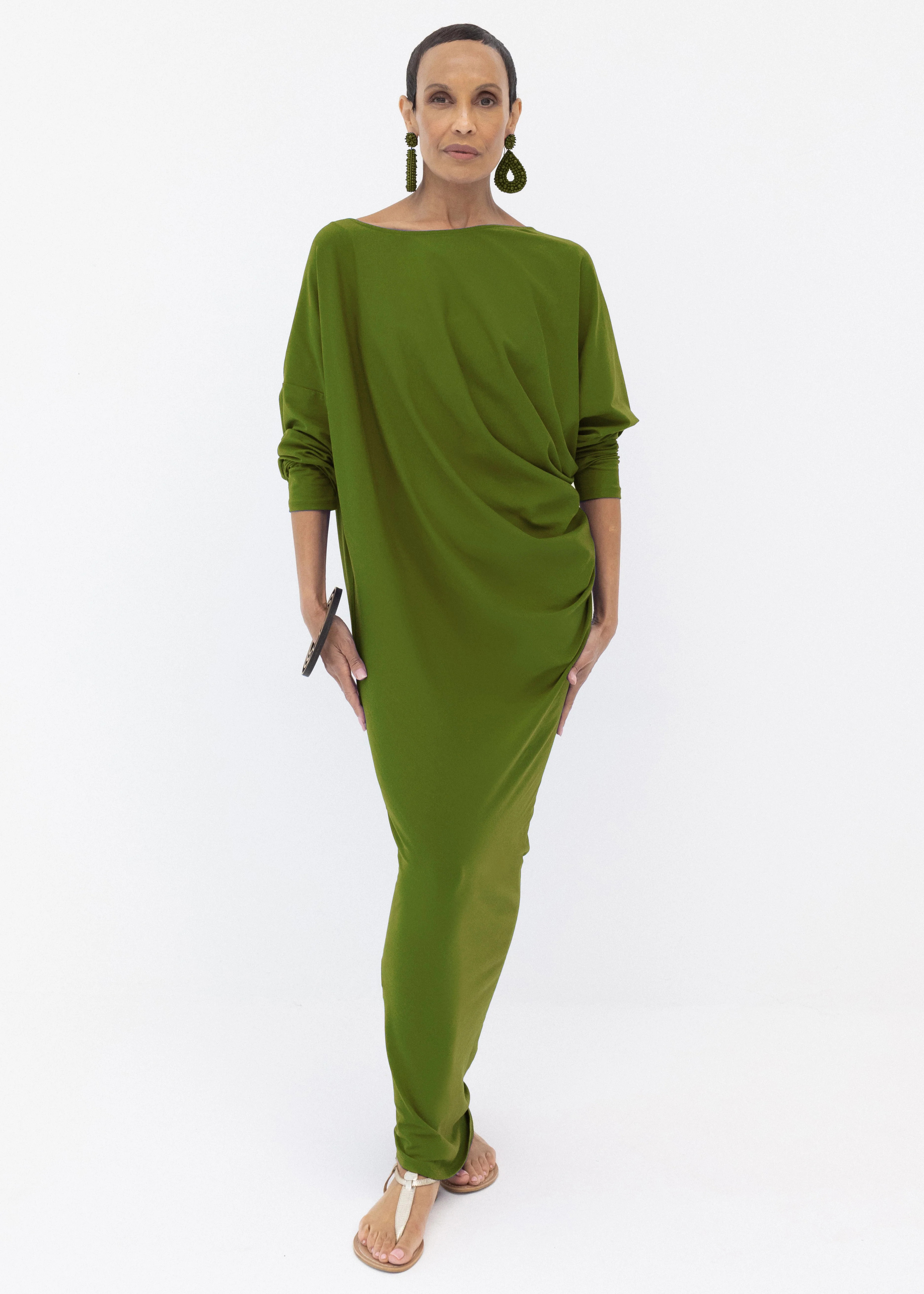 Riviera Draped Maxi Dress - Olive | Ada & Edith