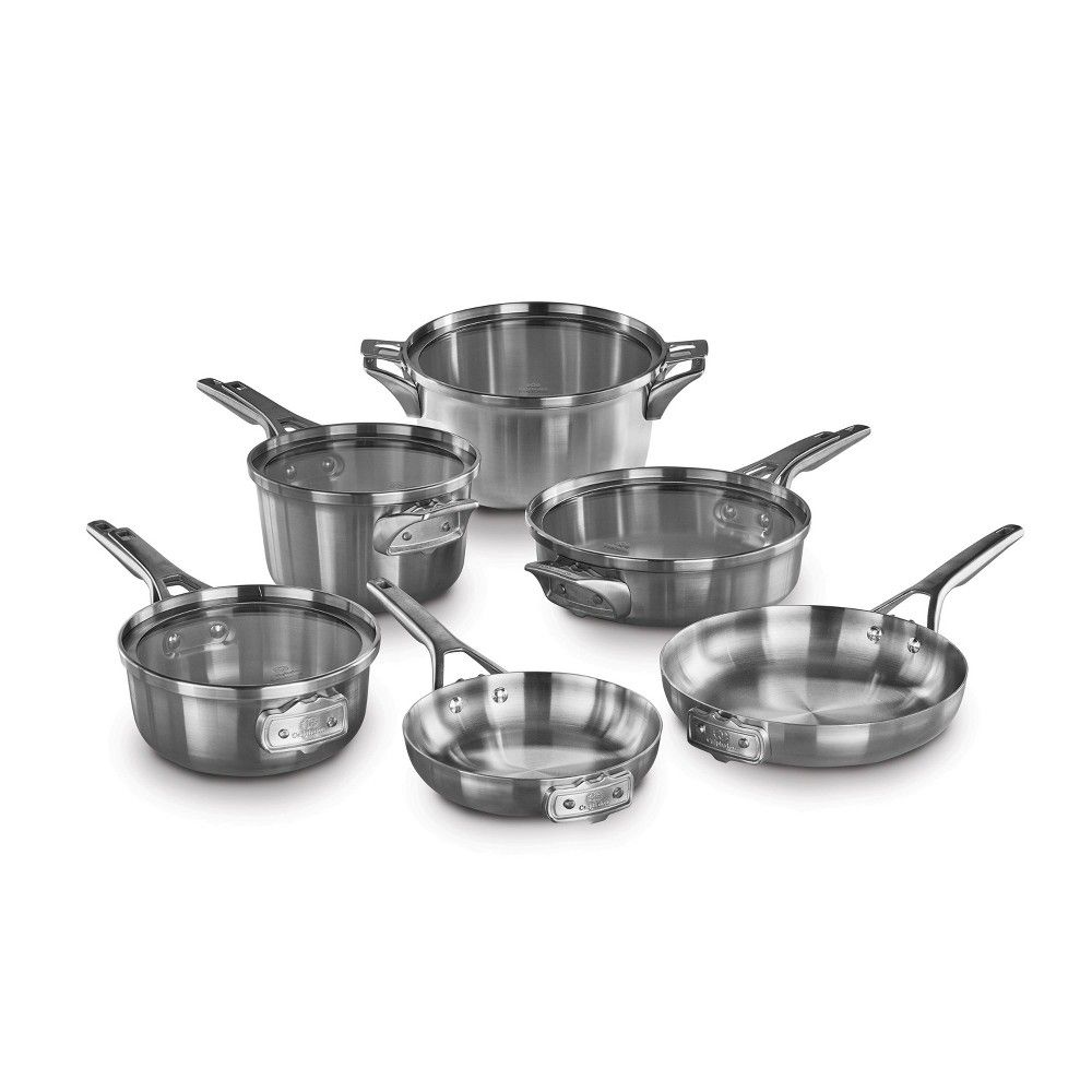 Calphalon Premier 10pc Stainless Steel Space Saving Cookware Set | Target