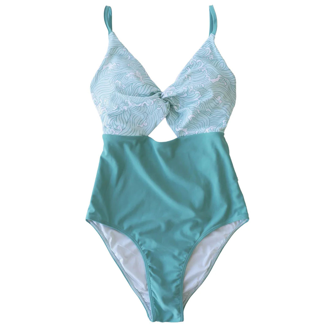 Women's Ruched Cutout One-Piece Swimsuit | Makin' Waves | Caden Lane