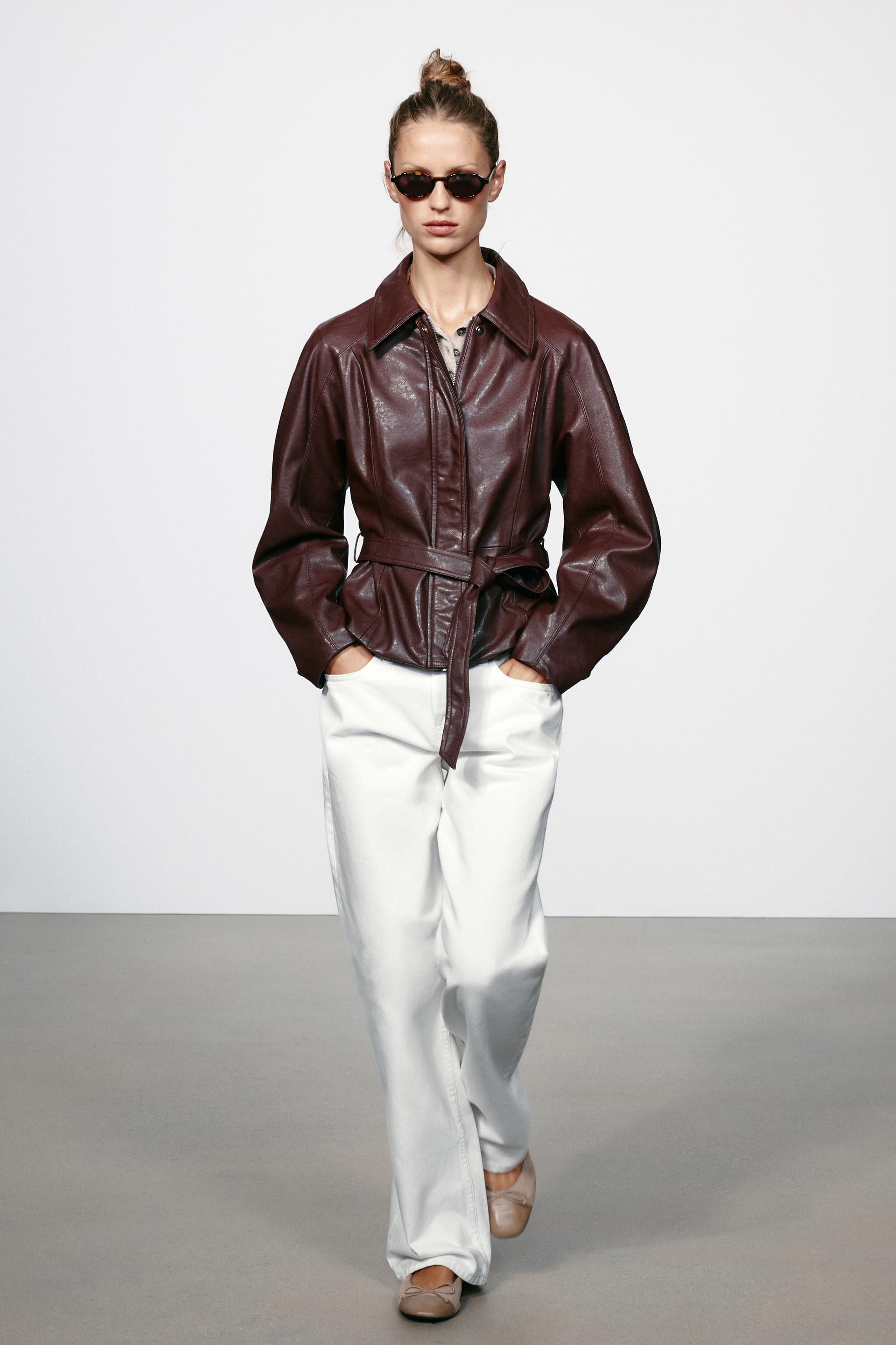 Zara - Leather-Effect Belted Jacket - Black - Xl - Woman | Zara US