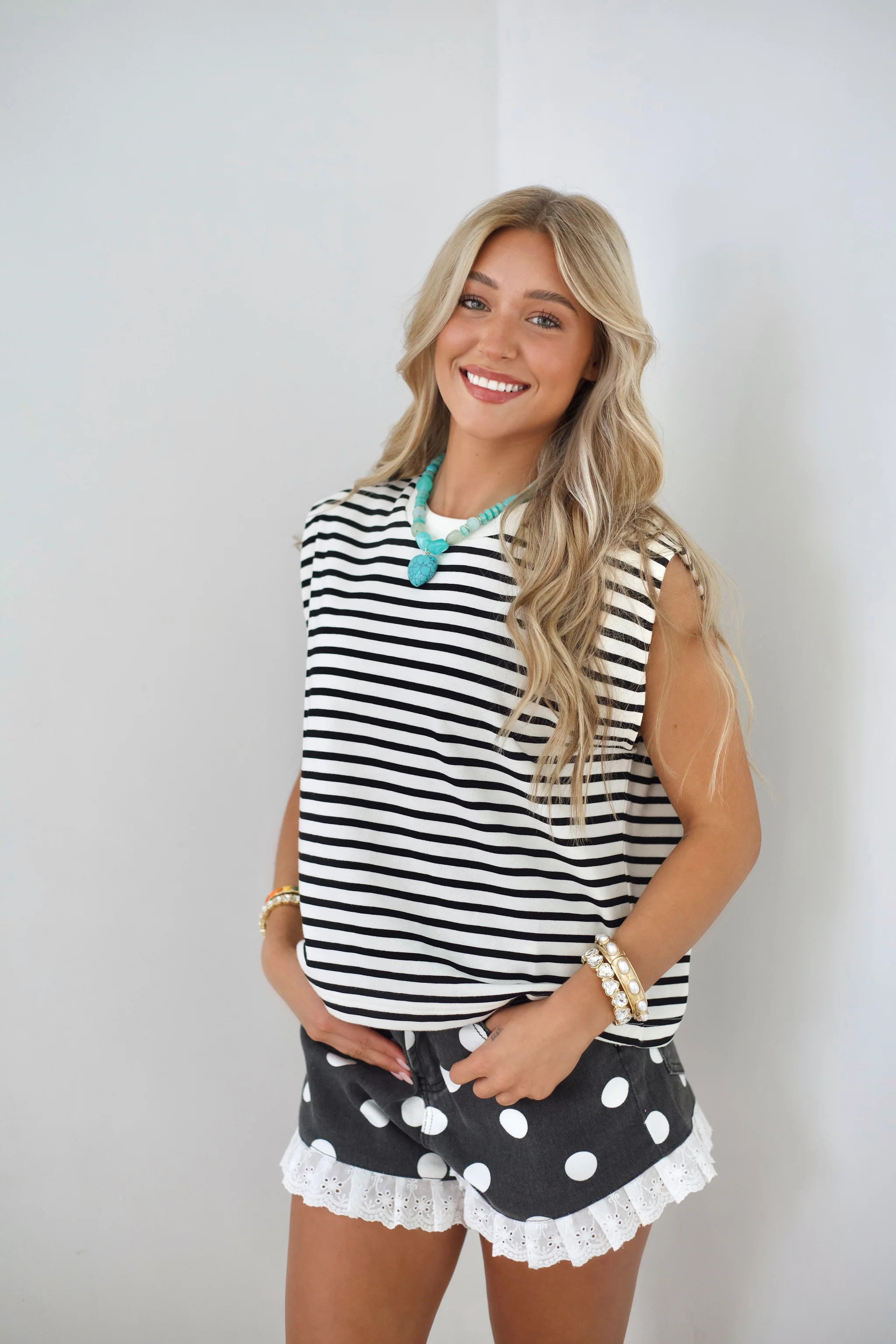 Black Dot Party Denim Ruffle Short | Poppy & Pine