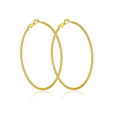 Sterling Silver Large Hoop Earrings for Women 14K Real Gold Plated Hoop Earrings 925 Silver Big Hoop Earrings Lightweight Circle Thin Oversize Hoop Earrings Gift for Women (30 40 50 60 70mm) | Walmart (US)