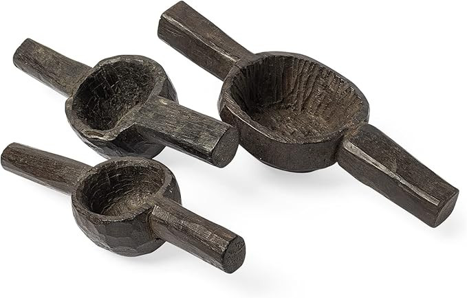 HomeRoots Set of Three Brown Wooden Measuring Cup Decor | Amazon (US)