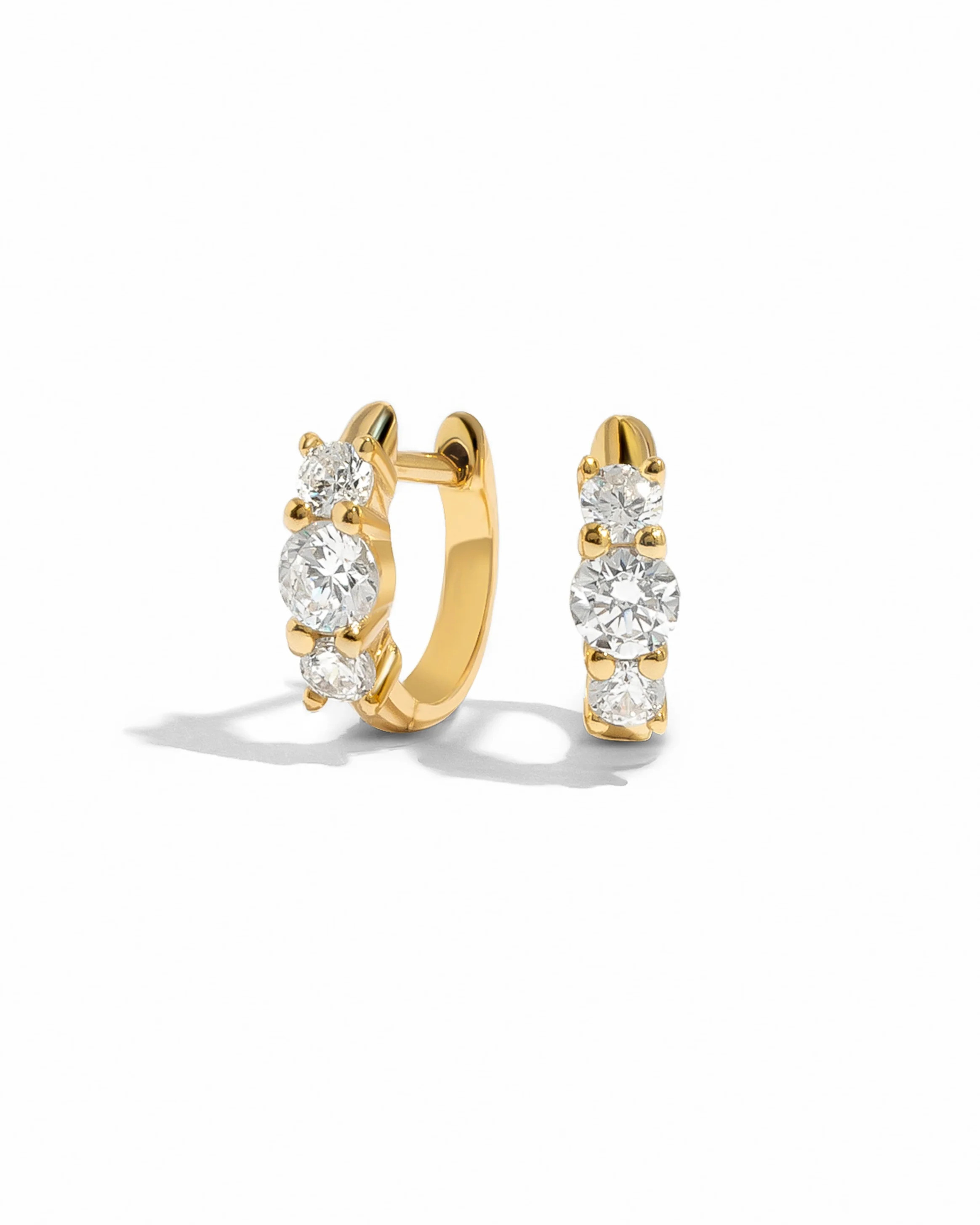 Three Stone Huggie Hoops | Sami Jewels | Sami Jewels