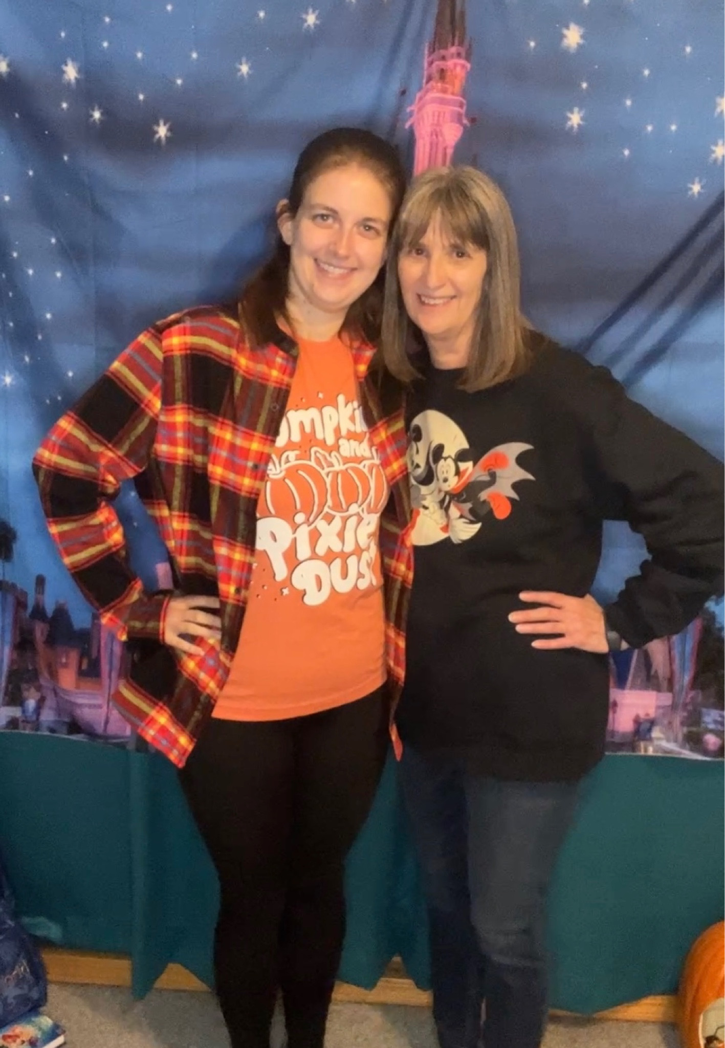 Dani cakeworthy flannel size small. Pumpkin and pixie dust shirt from happiest tees on earth. Mickey and Minnie sweatshirt from Amazon. 

#LTKSeasonal #LTKHoliday #LTKfit