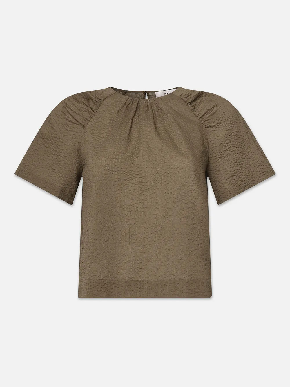 Draped Sleeve Cotton Blouse  in  Cypress | Frame Denim
