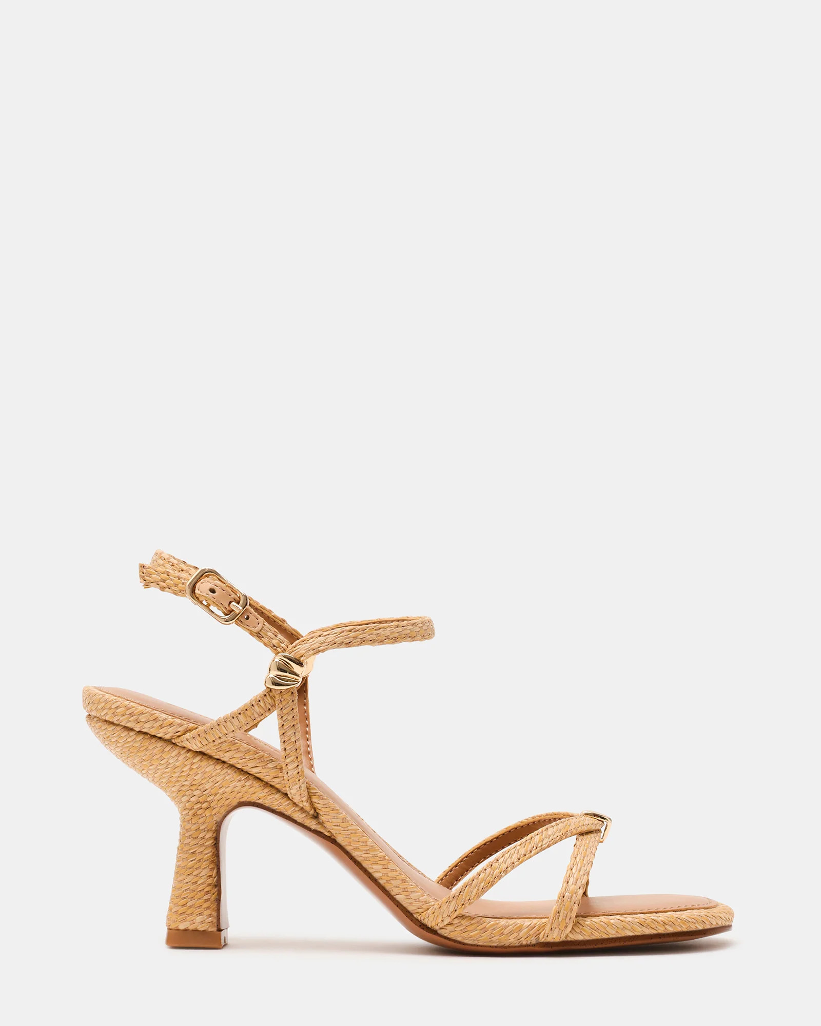 POSY Raffia Gold-Detail Strappy Square-Toe Women's Heel | Steve Madden (US)