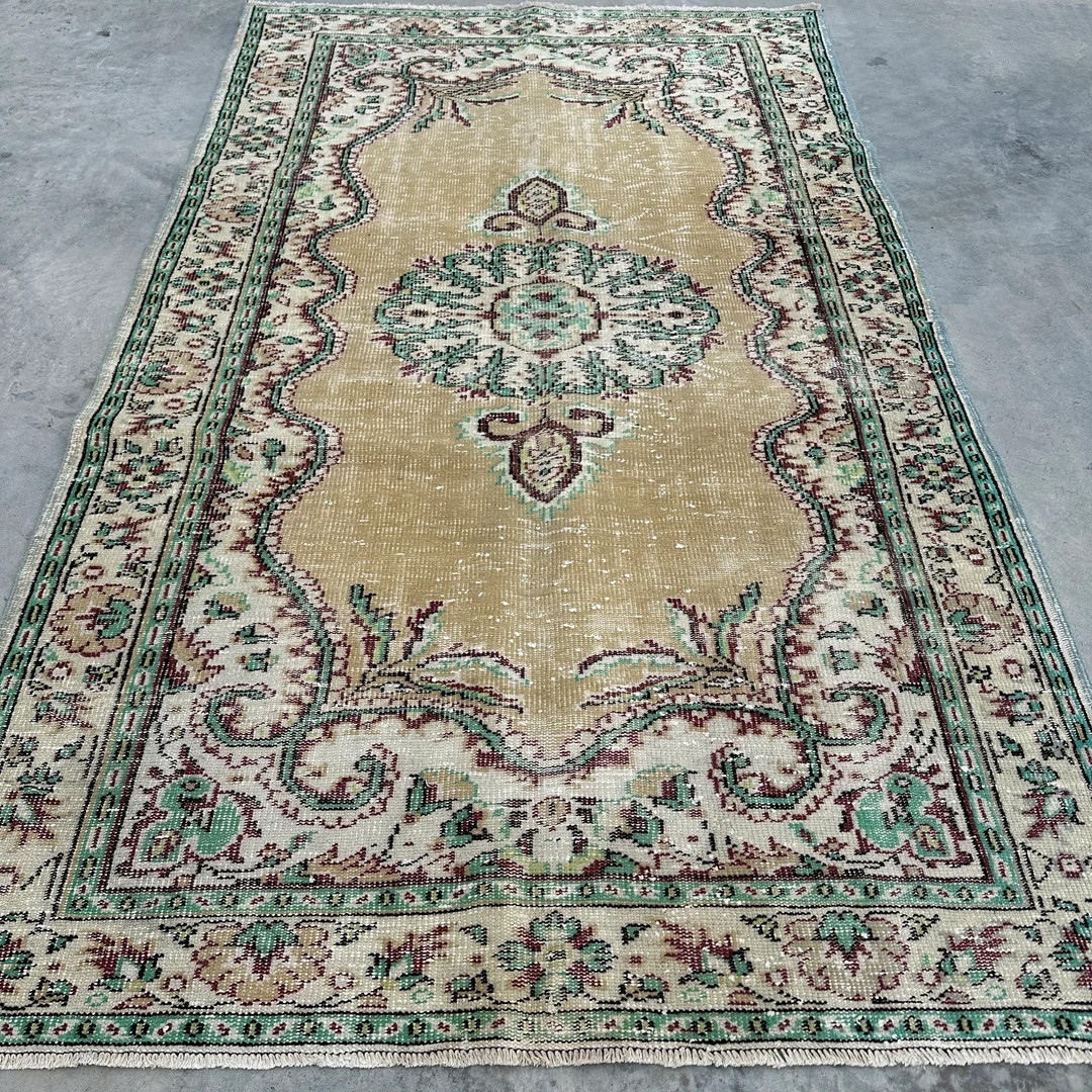 Vintage Rug, 6x10 Ft Large Rugs, Turkish Rug, Oushak Rugs, Rugs for Dining Room, 5.5x9.3 Ft Green... | Etsy (US)