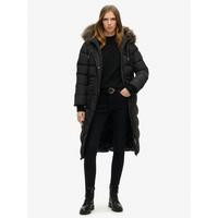 Superdry Everest Faux Fur Longline Jacket - Black | Very (UK)