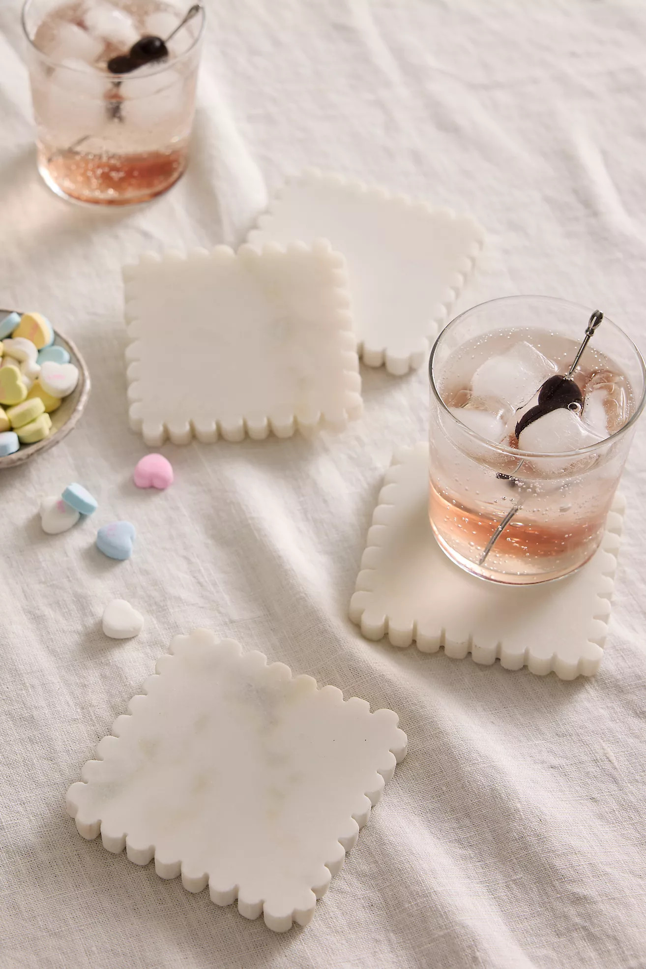 Scalloped Marble Coasters, Set of 4 | Anthropologie (US)