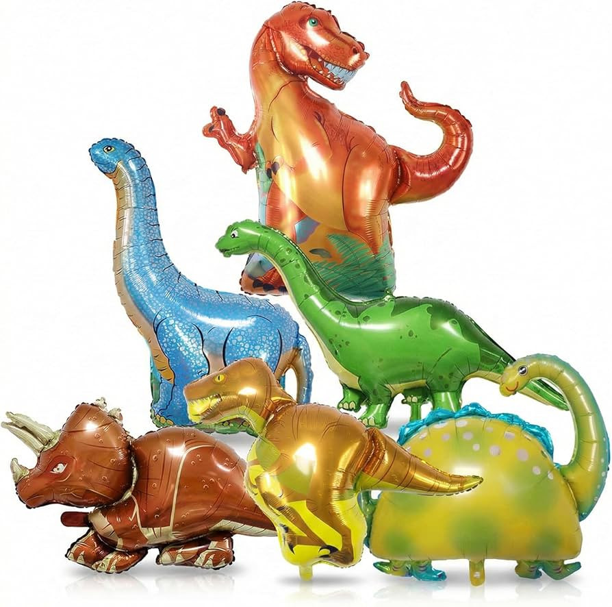 Dinosaur Balloons for Kids Birthday Party \u2013 6 Extra Large Dinosaur Foil Balloons (40in), Din... | Amazon (US)