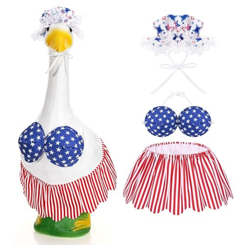 GANSHAYA 4th of July Porch Goose Outfits Cement Statue Independence Day Clothes 23'' Goose Costume for Lawn Patio Decor | Amazon (US)