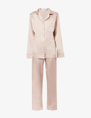 Contrast-piping straight-leg stretch-woven pyjama set | Selfridges