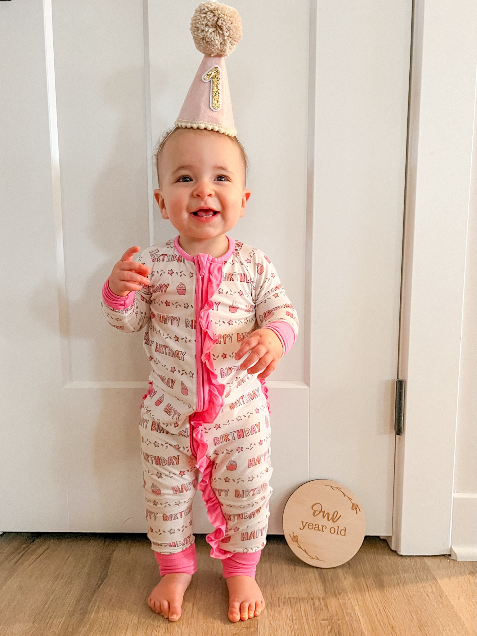 Birthday pajamas! First birthday! Birthday girl!