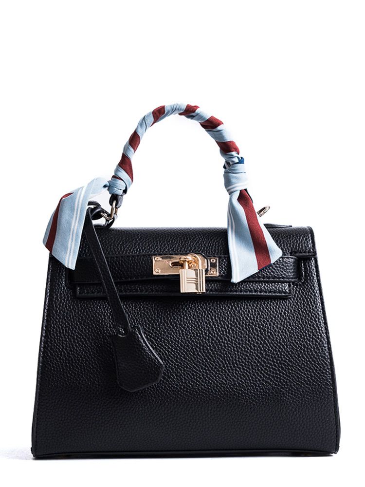 Metal Lock Design PU Bag With Scarf | SHEIN