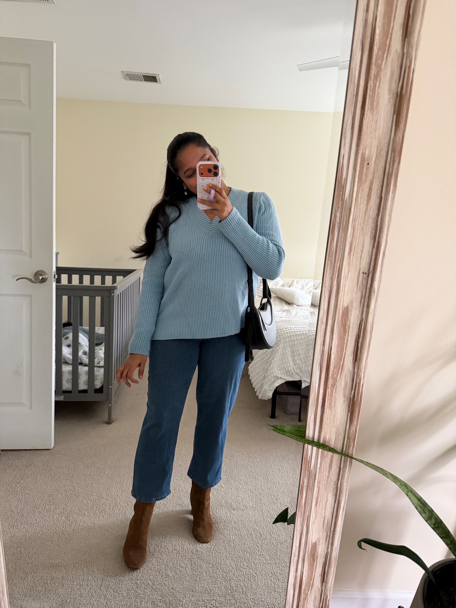 Casual winter outfit! Anna taylor Baby blue sweater, lands end jeans, jcrew suede ankle booties 

#LTKootd #LTKFindsUnder50 #LTKCyberWeek