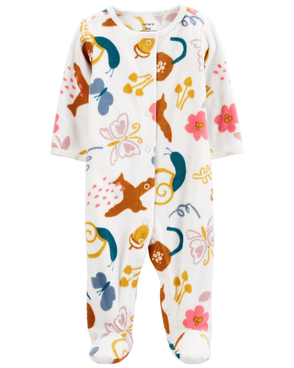 Multi Baby Butterfly Snap-Up Fleece Sleep & Play Pajamas | carters.com | Carter's