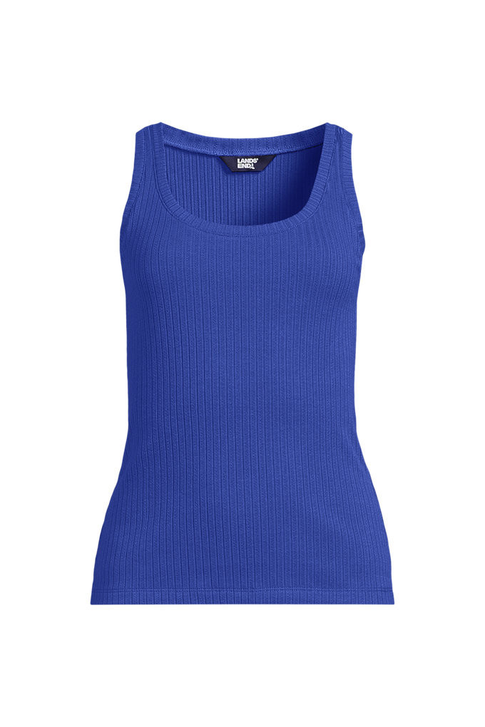 Women's Pointelle Rib UNeck Tank - Lands' End - Blue - S | Lands' End (US)