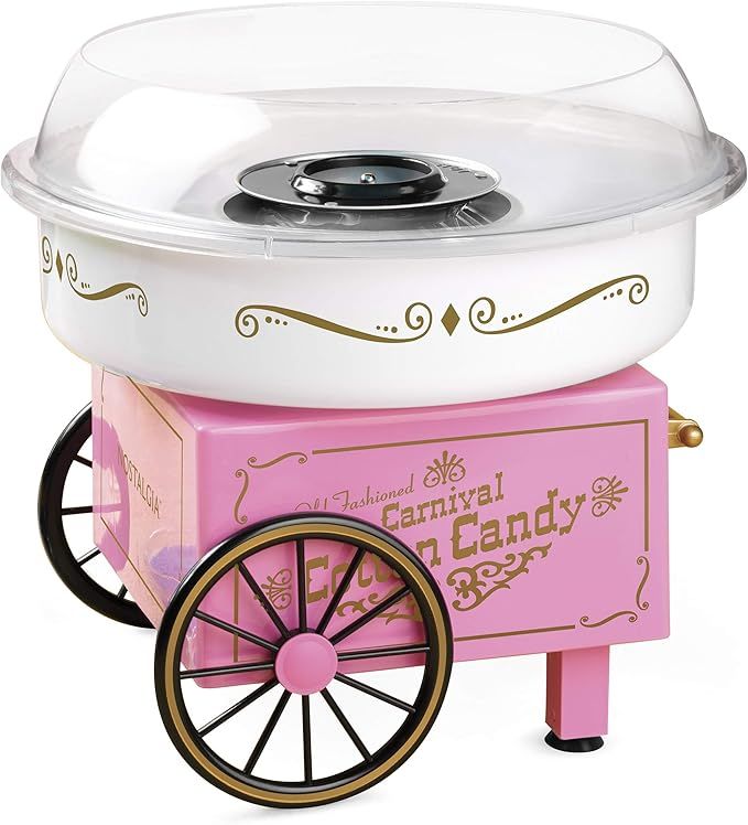 Nostalgia PCM306PK Vintage Hard Free Countertop Cotton Candy Maker, Includes 2 Reusable Cones And... | Amazon (US)