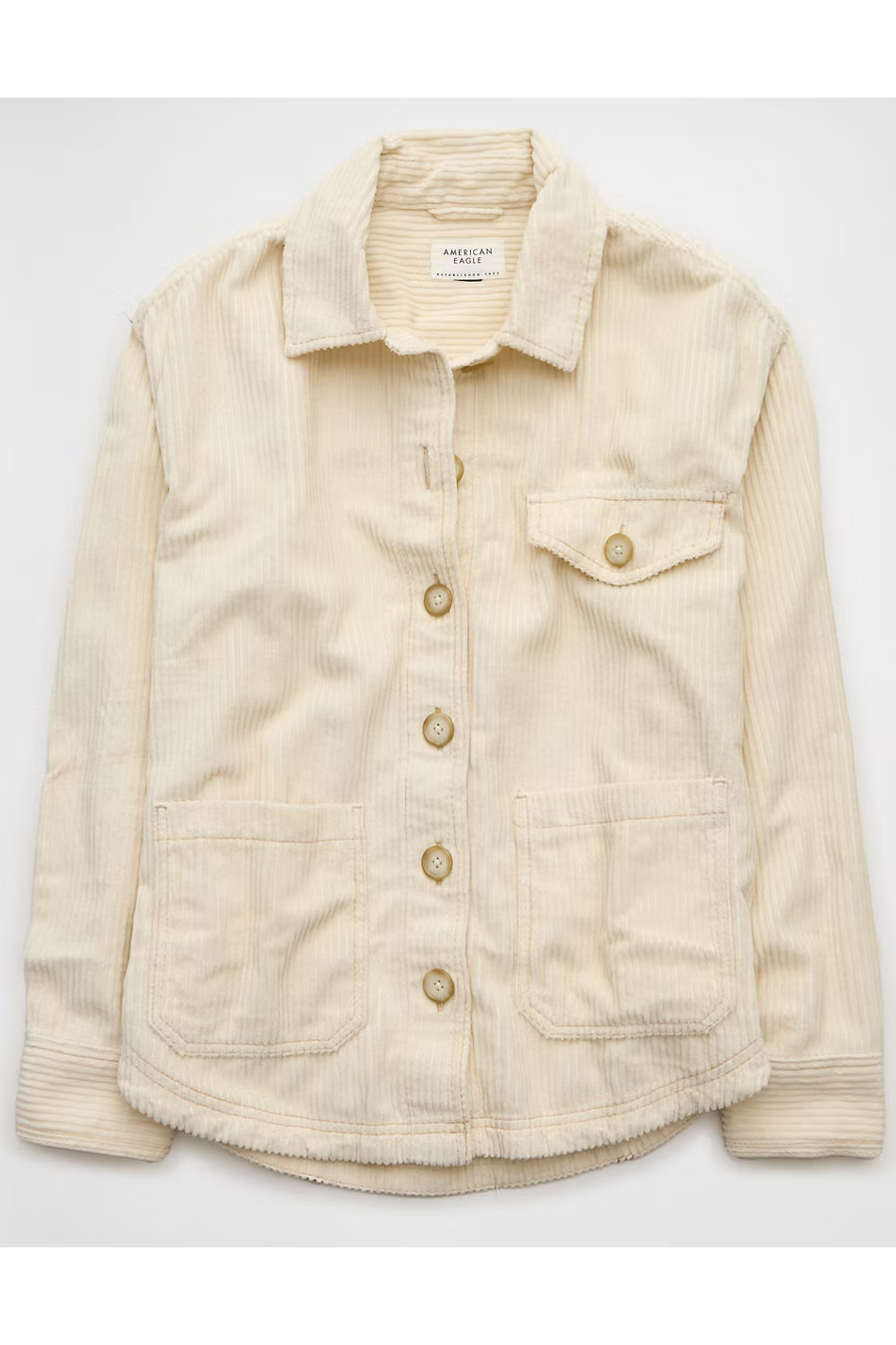 AE Corduroy Shacket Women's Cream L | American Eagle Outfitters (US & CA)
