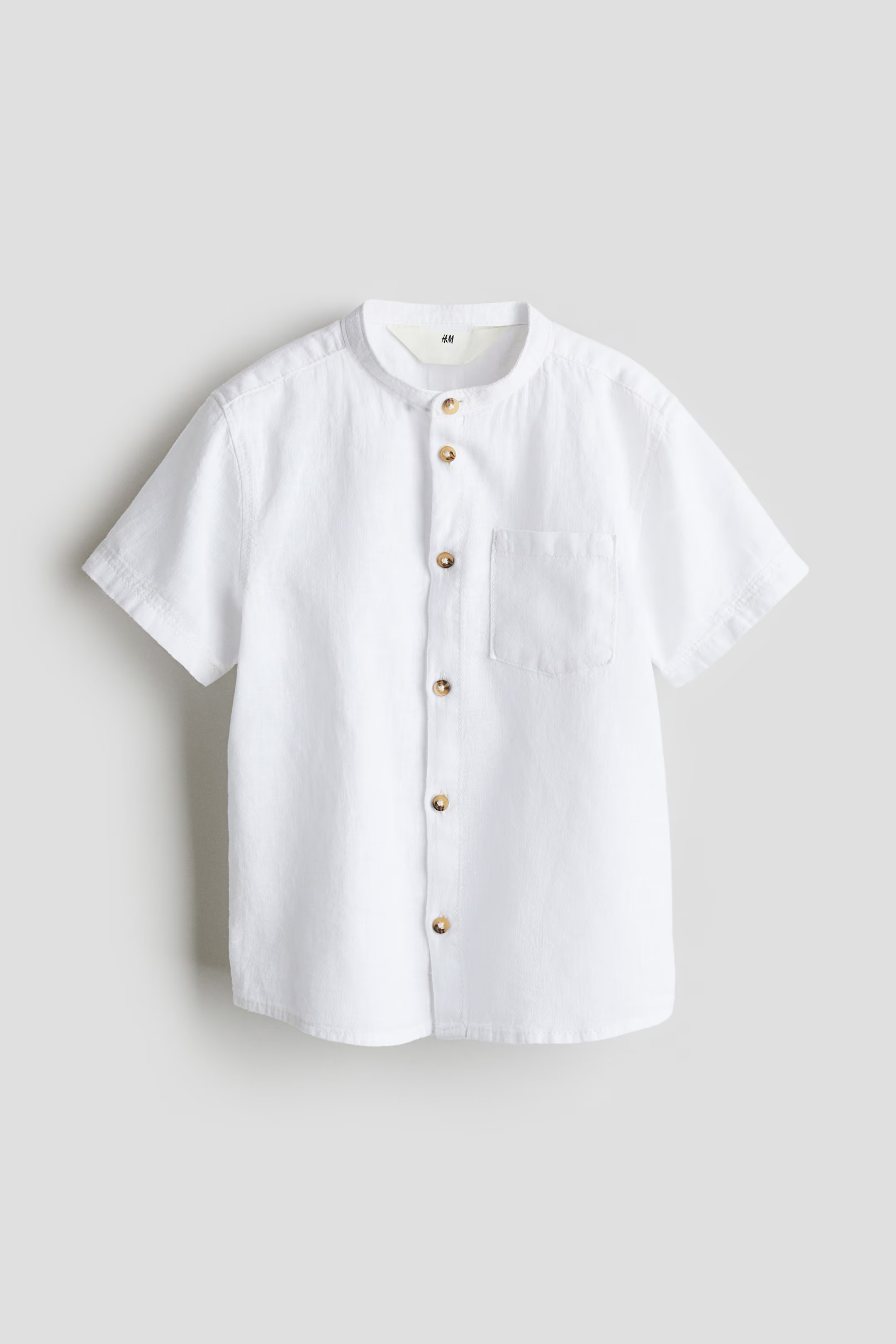 Linen-blend Band Collar Shirt | H&M (US + CA)