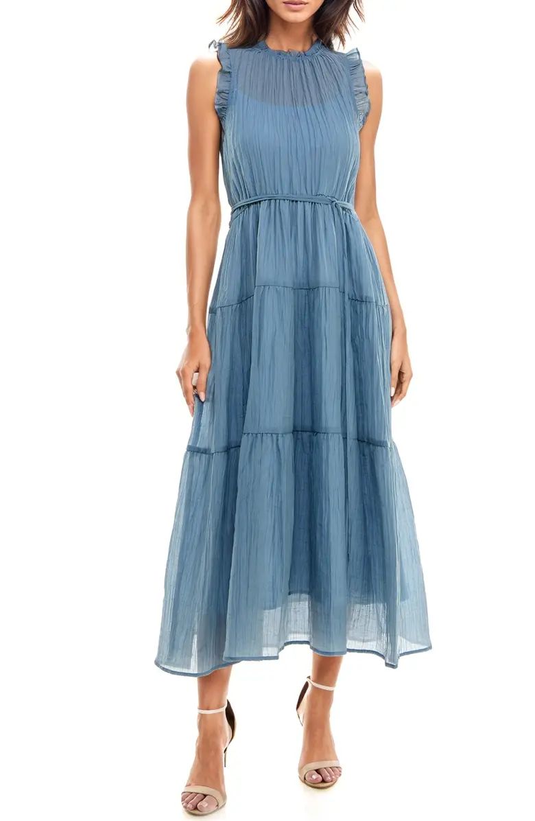 Crinkle Tiered Sleeveless Midi Dress | Nordstrom