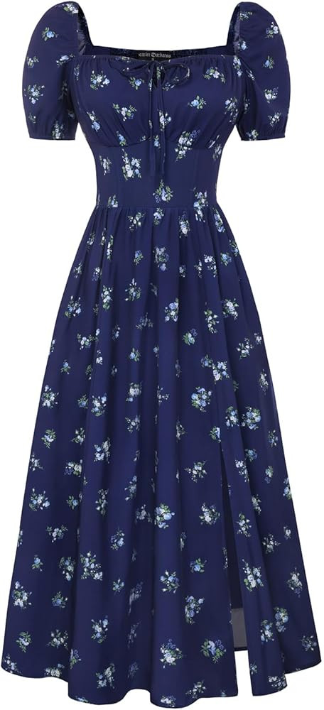 Scarlet Darkness Women's Floral Corset Dress with Split 2026 Summer Spring Square Neck Midi Milkm... | Amazon (US)