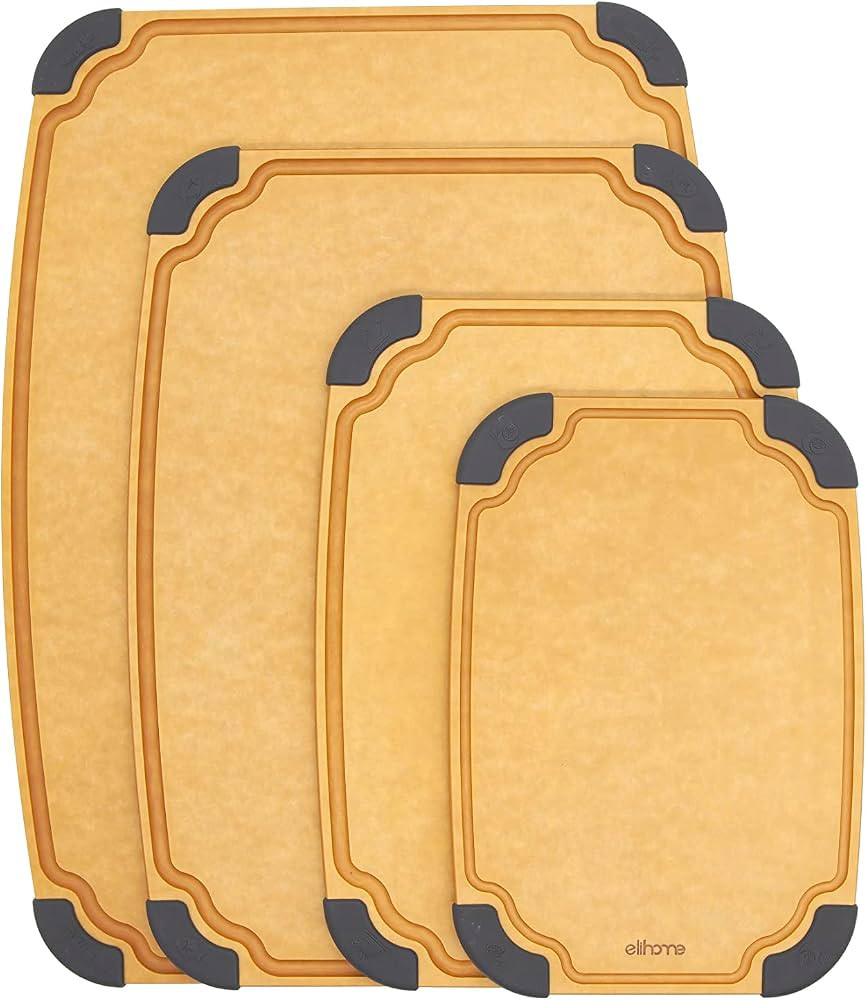 Essential Series 4-in1 Cutting Board Set for Kitchen, Dishwasher Safe, Non-slip Feet, Juice Groove, BPA Free, Reversible, 4 pieces Cutting Board Set | Amazon (US)