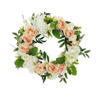 24" Coral & Cream Rose & Peony Wreath by Ashland® | Wreaths | Michaels | Michaels Stores