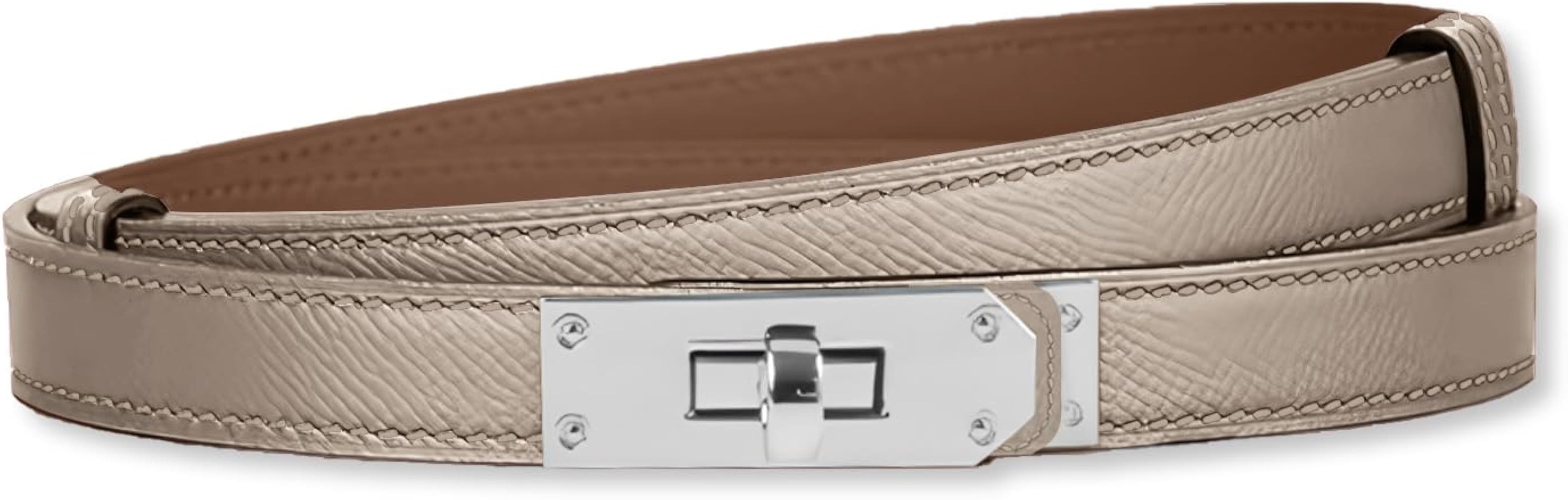 LumiSyne Women Skinny Leather Belt Classic Solid Color Alloy Turn Lock Ladies Adjustable Leather ... | Amazon (UK)