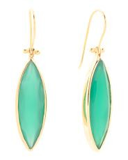 Made In India 18kt Gold Plated Sterling Silver Green Onyx Earrings | TJ Maxx